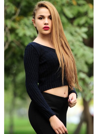 Derin V Yaka Lacivert Triko Kazak