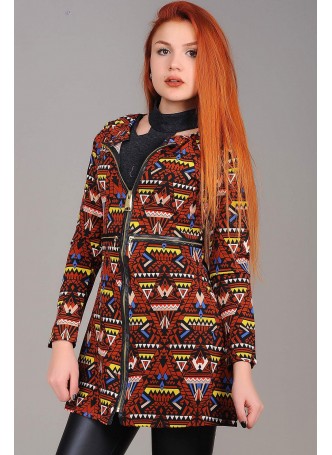 Desenli Fermuarlı Ceket