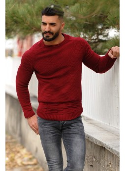 Desenli Triko Kazak Bordo