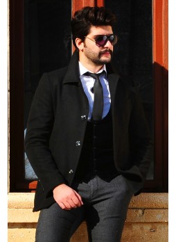 DİK YAKA KAŞE KABAN SİYAH