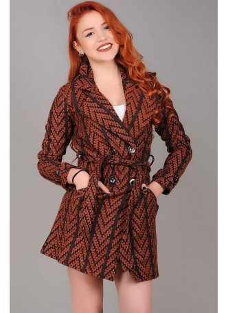 Düğmeli Kahve Kaşe Mont