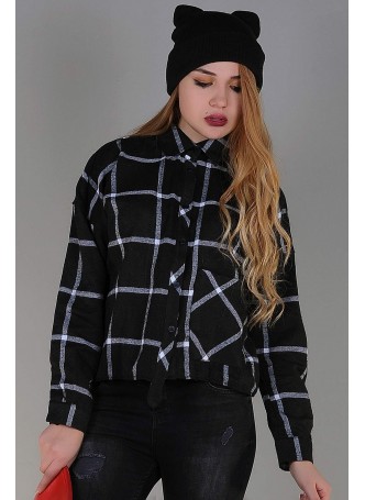 Ekoseli Siyah Beyaz Gömlek