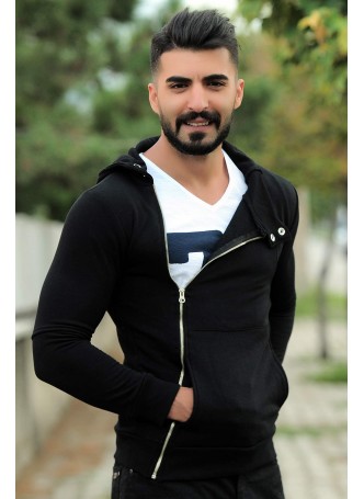 erkek hırka yan fermuarlı siyah