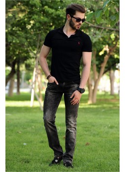 erkek kot desenli siyah