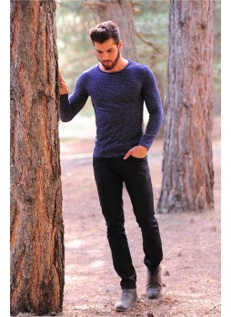 erkek sweat benekli o yaka laci