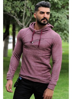 erkek sweat fermuar detay bordo