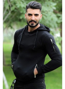 erkek sweat fermuarlı cep siyah