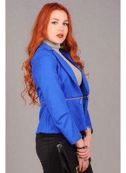 Fermuar Detay Kısa Sax Ceket