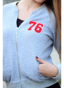 Fermuarlı Ceket 76 Armalı gri