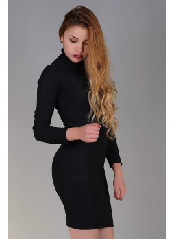 Fitilli Kruvaze Elbise Siyah