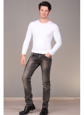 Gri Yıkamalı Kot Pantolon