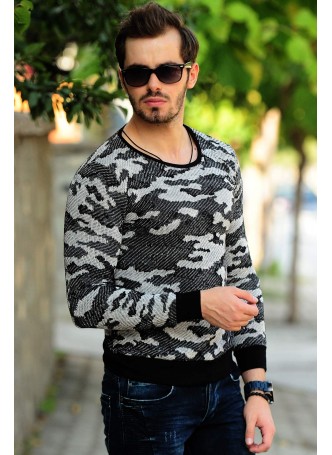 Kamuflaj Sweat Gri Beyaz