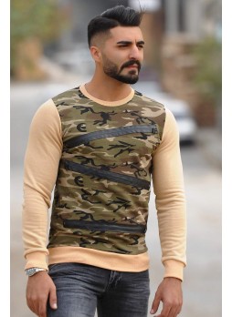 Kamuflaj Sweat Kollar Krem