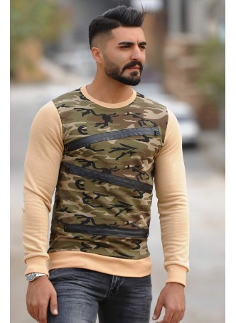 Kamuflaj Sweat Kollar Krem