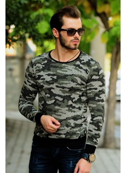 Kamuflaj Sweat Yeşil Beyaz
