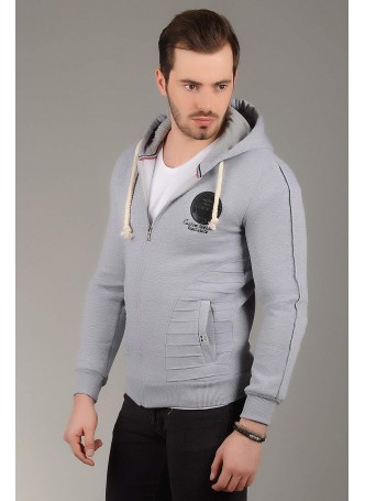 Kapşonlu Polar Sweat Gri