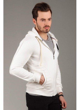 Kapşonlu Polar Sweat Krem