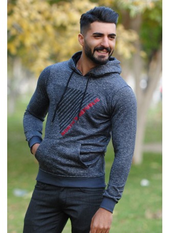 Kapşonlu Sweat Baskılı Füme