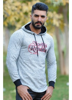 Kapşonlu SweaT Baskılı Gri