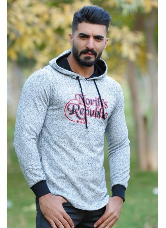Kapşonlu SweaT Baskılı Gri