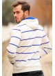 ERKEK KAPŞONLU ÇİZGİLİ SWEAT beyaz