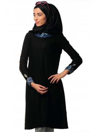 tesettür tunik gömlekli siyah
