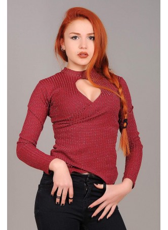 Çapraz Yaka Bordo Bluz