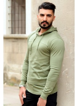 erkek sweat kapşonlu katlı yeşil