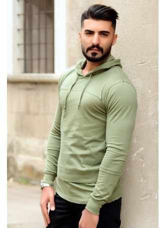 erkek sweat kapşonlu katlı yeşil