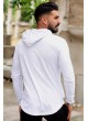 erkek sweat kapşonlu parçalı desenli beyaz