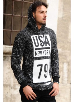 erkek sweat usa baskılı siyah