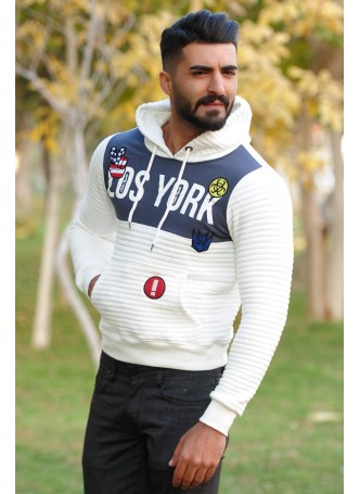 Kapşonlu Sweat Los york Baskılı Krem