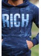Kapşonlu Sweat Rich Baskılı Lacivert