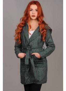 Kapşonlu Yeşil Kaşe mont