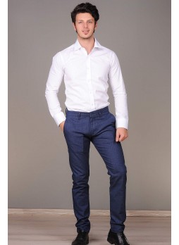 Kareli Lacivert Pantolon
