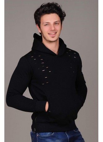 Kesikli Kesecep siyah sweat