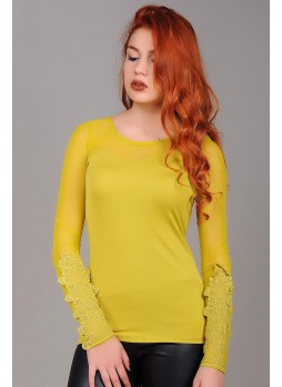 kol Dantel Yeşil Bluz