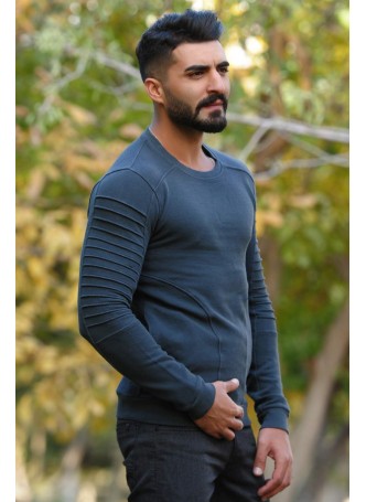 Kol Tırtıklı Cepli Sweat Füme