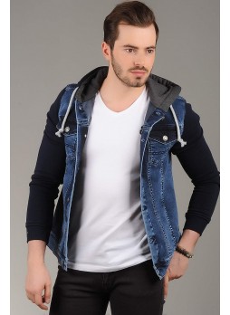 Kolları Lacivert Polar Kot Ceket