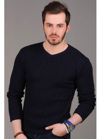 Lacivert Desenli Kazak