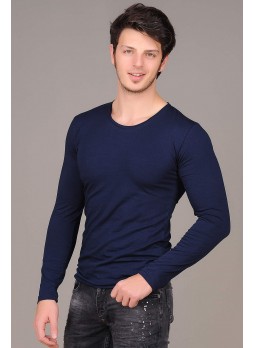 O Yaka Basic Lacivert Sweat