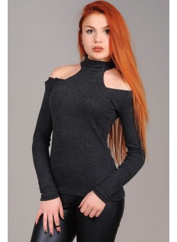 Omuz Açık Siyah Bluz