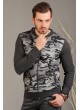 Ön Kamuflaj Fermuarlı Füme Ceket