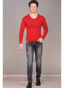 Parçalı Desenli Siyah Kot Pantolon