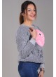Pembe Peluş Yüzlü Füme Sweat
