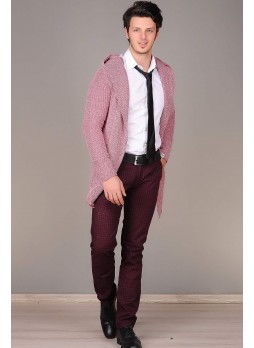 Piti Kareli Bordo Pantolon