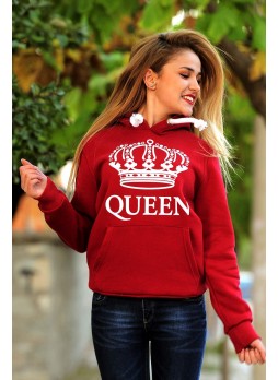 Queen Baskılı Sweat Kırmızı