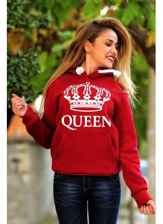 Queen Baskılı Sweat Kırmızı