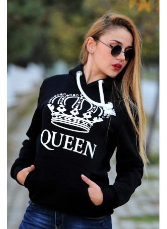 Queen Baskılı Sweat Siyah