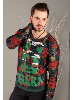 Renkli Baskılı Yeşil Sweat
